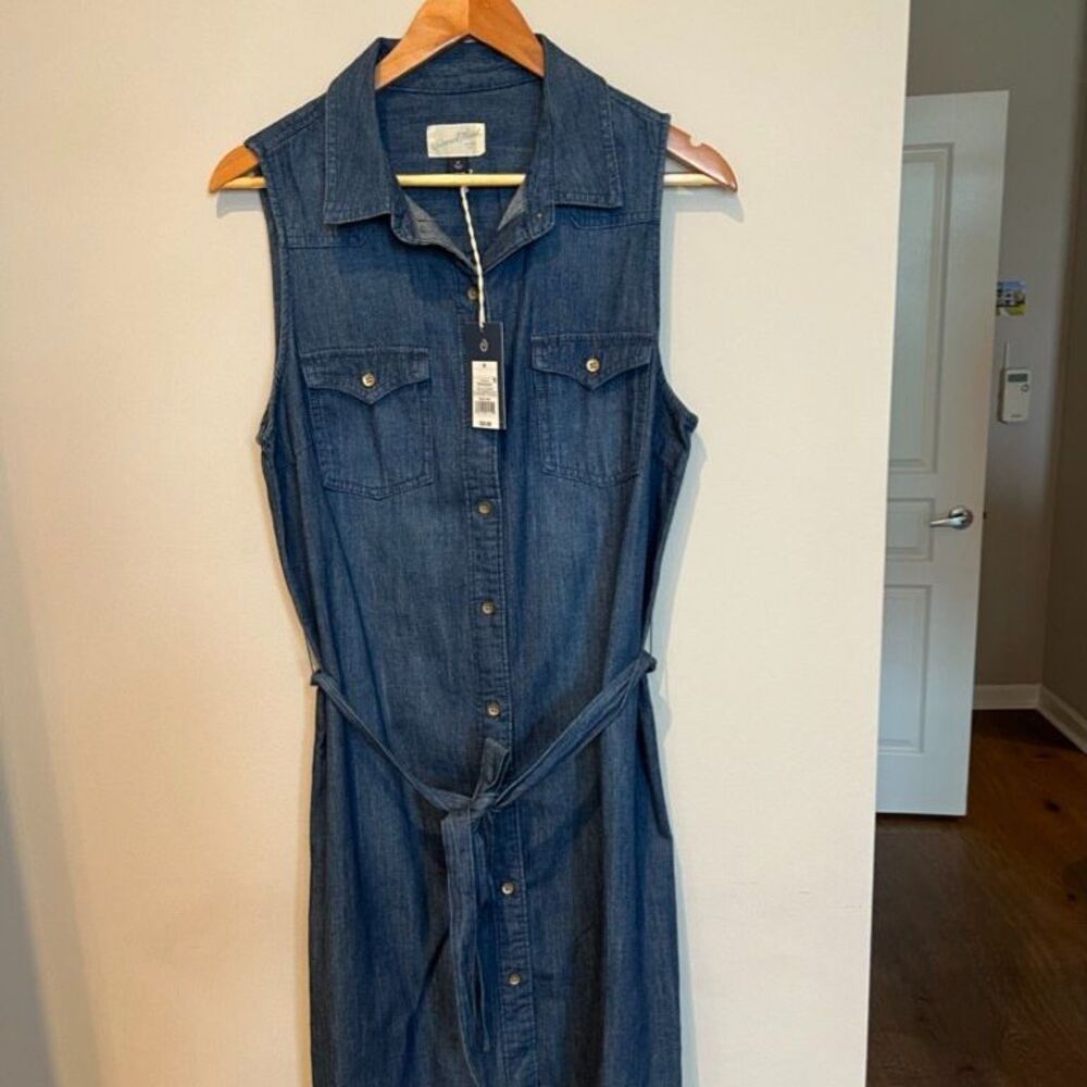 Universal Thread Sleeveless Button Down Denim Raw Hem Dress Size M